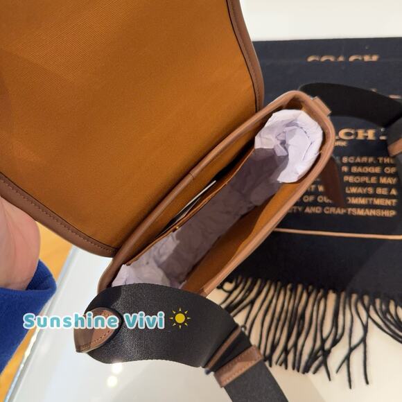 NWT COACH Lucas Crossbody Bag In Signature Suede CCF94 Caramel Sable - Picture 6 of 7